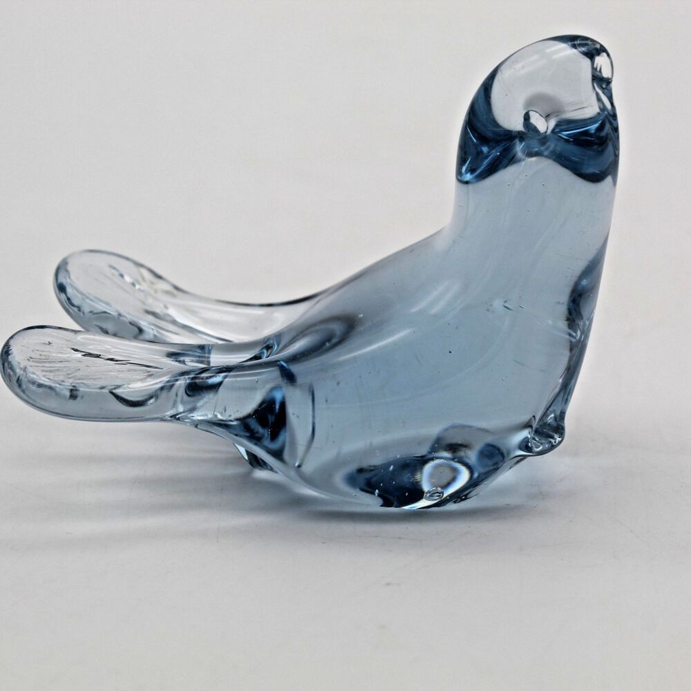 Art Glass Paperweight Seal Pup Blue Small Marine Mammal Ocean Beach Figurine